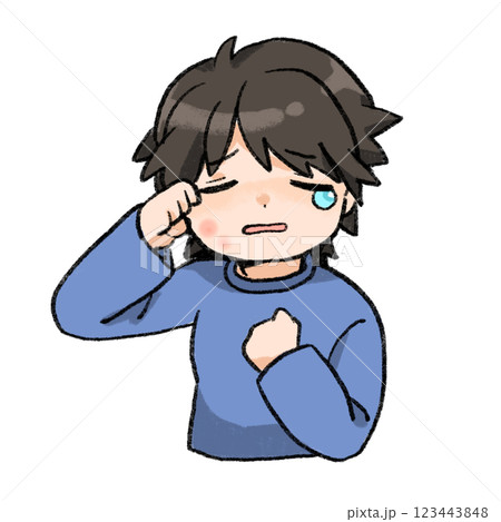 肌荒れで泣いてる男の子の単体イラスト 肌荒れで泣いてる男の子の単体イラスト 123443848