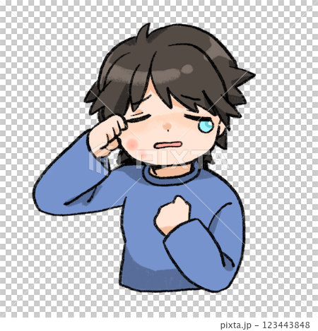 肌荒れで泣いてる男の子の単体イラスト 肌荒れで泣いてる男の子の単体イラスト 123443848