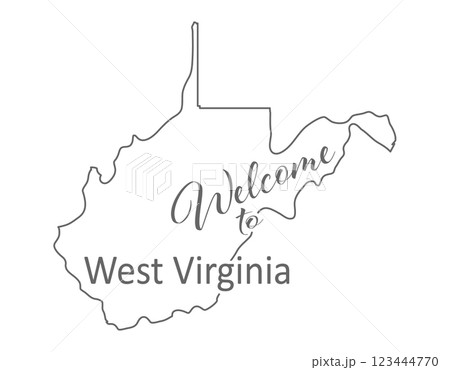 Welcome to West Virginia. Outline of the state with a welcome inscription. A template for covers, banners, posters, and posters. Welcome to West Virginia. Outline of the state with a welcome inscription. A template for covers, banners, posters, and posters. 123444770