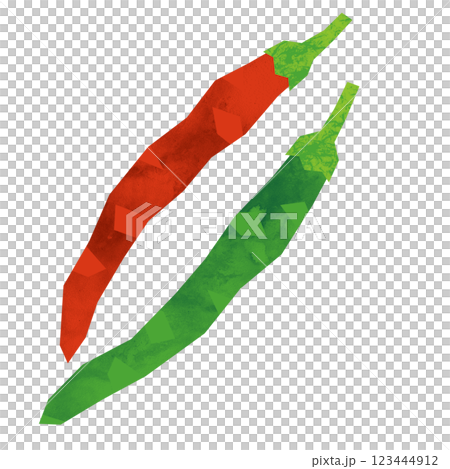 切り絵風のとうがらし 123444912