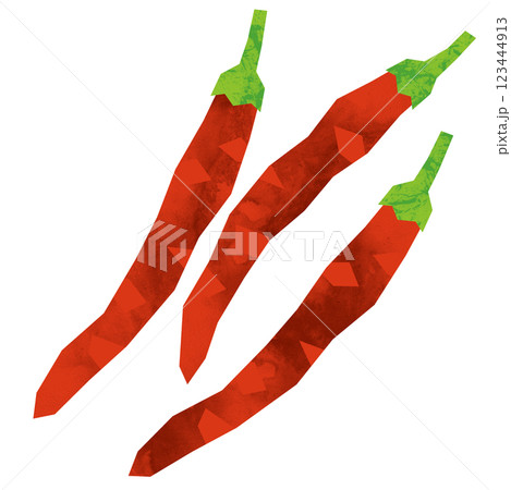 切り絵風のとうがらし 123444913