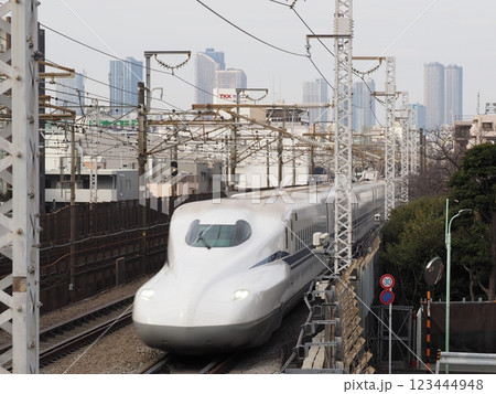 住宅街の新幹線、東京都大田区仲池上富士見橋横 住宅街の新幹線、東京都大田区仲池上富士見橋横 123444948