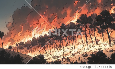 大規模な山林火災（大きな山火事）