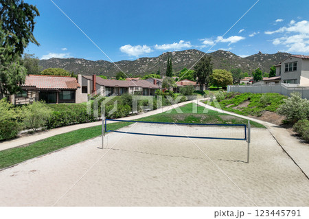 Sand volleyball court at a community park in Escondido, San Diego, California Sand volleyball court at a community park in Escondido, San Diego, California 123445791