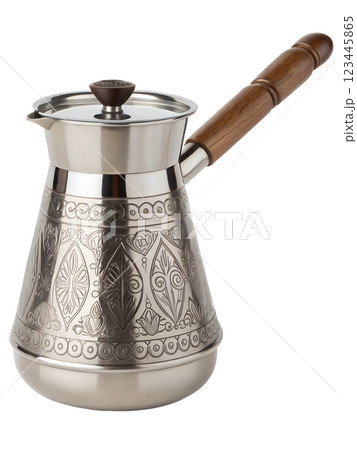 Turkish coffee pot isolated, traditional cezve, coffee brewing, coffee culture Turkish coffee pot isolated, traditional cezve, coffee brewing, coffee culture 123445865