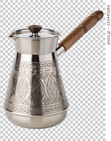 Turkish coffee pot isolated, traditional cezve, coffee brewing, coffee culture 123445865