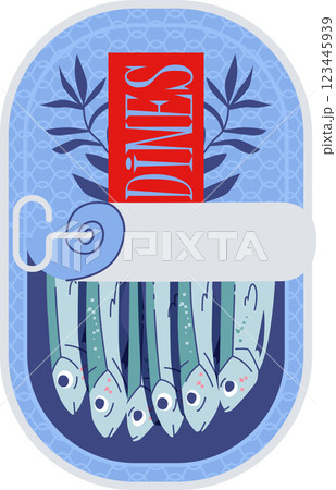 Open seafood tin can with ring pull top vector illustration 123445939