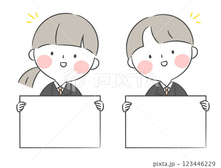 Illustration of a Student Holding a Blank Board Illustration of a Student Holding a Blank Board 123446229