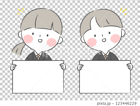 Illustration of a Student Holding a Blank Board 123446229