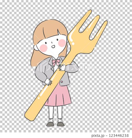 Illustration of a Student Cheering for Exams with a Giant Fork Illustration of a Student Cheering for Exams with a Giant Fork 123446238