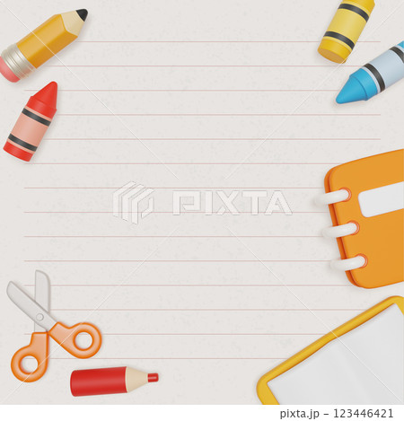 notebook background school supplies 3D graphics 123446421