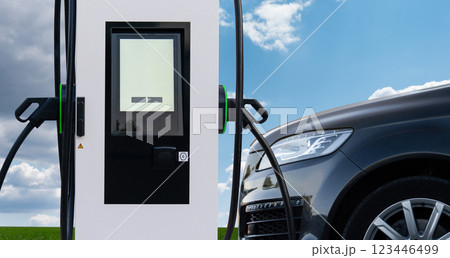 Close-up of electric vehicles charging station Close-up of electric vehicles charging station 123446499