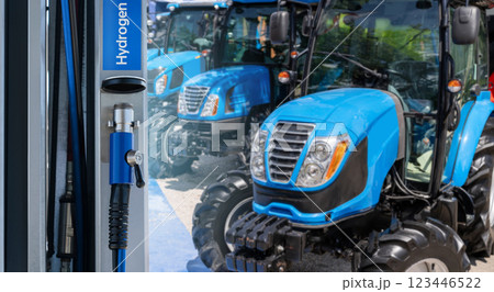 Hydrogen fuel cell agricultural tractors. Concept Hydrogen fuel cell agricultural tractors. Concept 123446522