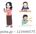 驚いている女性のイラストセット 123446575