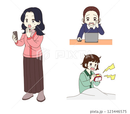驚いている女性のイラストセット 123446575