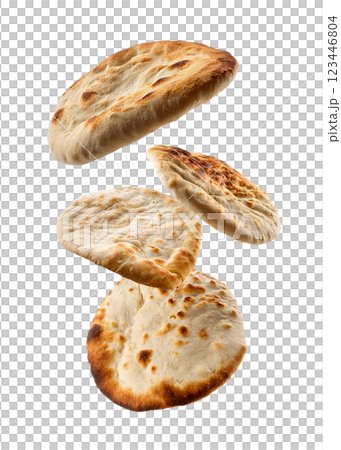 Flying and Floating Naan Bread as Crispy and Fluffy Indian Flatbreads Flying and Floating Naan Bread as Crispy and Fluffy Indian Flatbreads 123446804