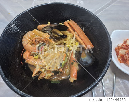 Instant Ramen with Korean red snow crab 123446923