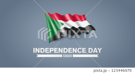 Sudan happy independence day greeting card, banner with template text vector illustration Sudan happy independence day greeting card, banner with template text vector illustration 123446970