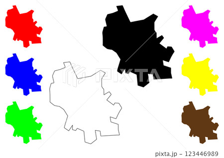 Bani city (Dominican Republic, Hispaniola) map vector illustration, scribble sketch Bani map 123446989