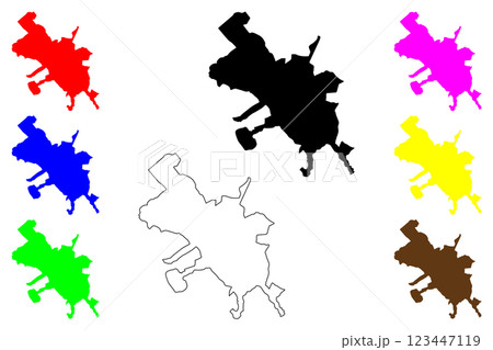Riobamba city (Republic of Ecuador, Chimborazo Province) map vector illustration, scribble sketch San Pedro de Riobamba map 123447119