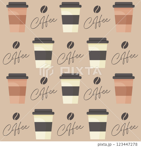 Seamless pattern with takeaway coffee cups flat vector illustration 123447278