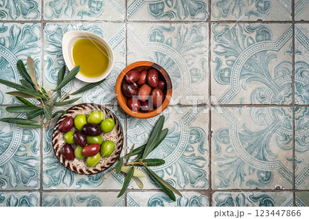 Green and black olives Green and black olives 123447866