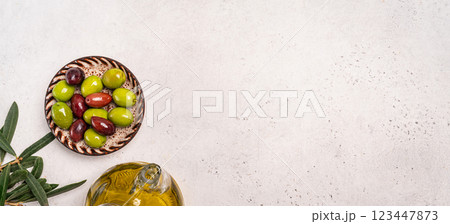 Green and black olives 123447873