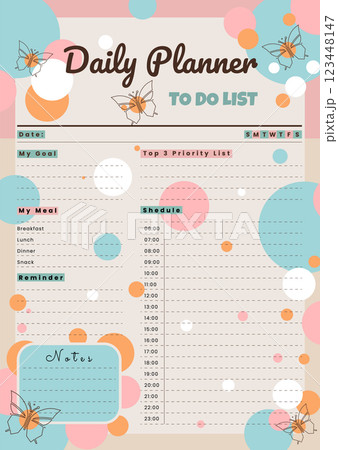 daily planner template flat vector illustration daily planner template flat vector illustration 123448147