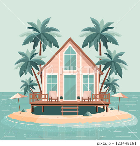 a house on a small island flat vector illustration a house on a small island flat vector illustration 123448161