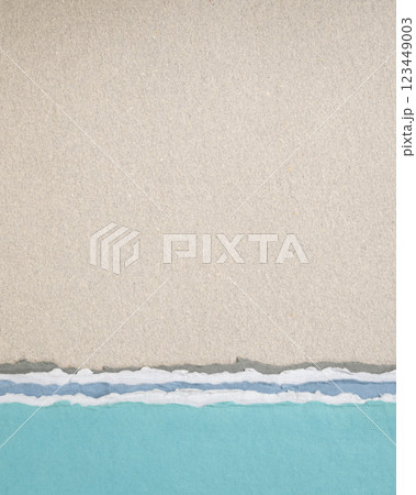 abstract paper landscape in pastel earth and blue tones - collection of handmade textured art papers 123449003