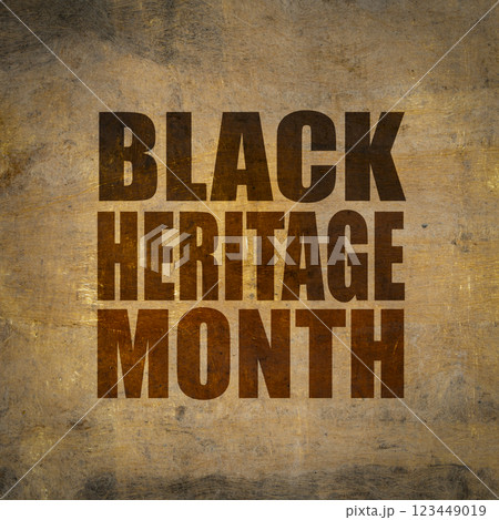 Black Heritage Month - word abstract on handmade bark paper, annual observance originating in the United States, where it is also known as African-American History Month 123449019