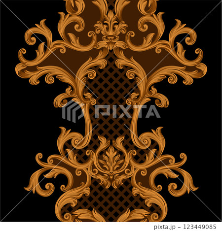 Seamless pattern with baroque elements. Vector. 123449085