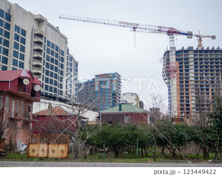 Construction in the city. Construction of high-rise buildings. New buildings in Batumi. Development of the urban industry Construction in the city. Construction of high-rise buildings. New buildings in Batumi. Development of the urban industry 123449422