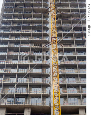 Construction in the city. Construction of high-rise buildings. New buildings in Batumi. 123449423