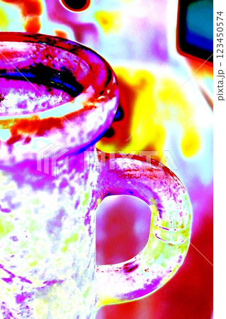 Texture, glass jug for oil or water, glass bottle neck with handle. Changed color scheme. Texture, glass jug for oil or water, glass bottle neck with handle. Changed color scheme. 123450574