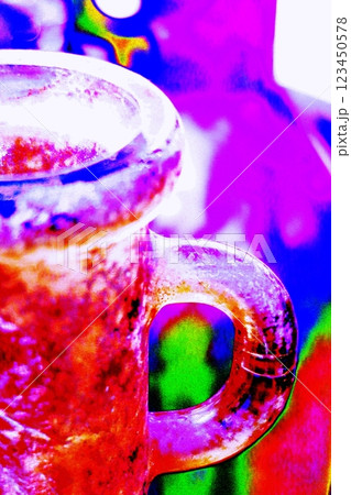 Texture, glass jug for oil or water, glass bottle neck with handle. Changed color scheme. Texture, glass jug for oil or water, glass bottle neck with handle. Changed color scheme. 123450578