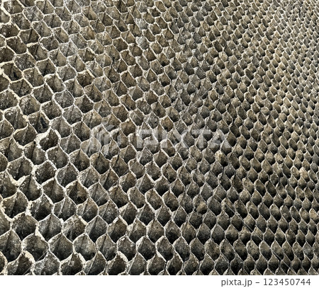 dust buildup on a Crossflow Cellular Drift Eliminators on an industrial cooling tower 123450744