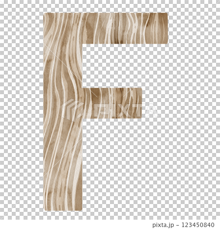 "F" Letter. Watercolor alphabet with wooden texture. Natural font for decorations, postcards, invitations. Perfect for scrapbooking, printing, education, services related to furniture or woodworking. "F" Letter. Watercolor alphabet with wooden texture. Natural font for decorations, postcards, invitations. Perfect for scrapbooking, printing, education, services related to furniture or woodworking. 123450840