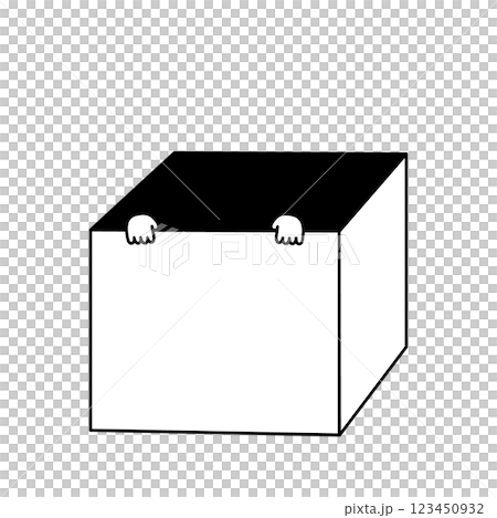 箱から出てくる手の白黒イラストデザイン 箱から出てくる手の白黒イラストデザイン 123450932