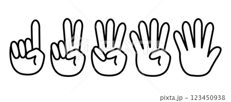 指の数え方_ジェスチャーをする手のアイコンセット 123450938