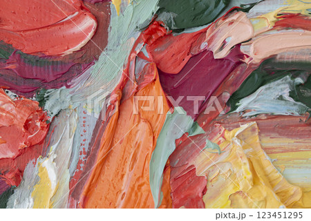 Unique blend of colors and textures in a palette knife oil painting on canvas 123451295
