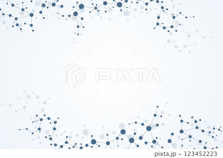 Structure molecule and communication. Dna, atom, neurons. Scientific concept for your design. Connected lines with dots. Medical, technology, chemistry, science background. Vector illustration. 123452223