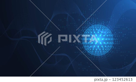 Artificial intelligence quantum computer technology concept. Quantum computing. Quantum processing. Future new technology for business or science presentation. Vector illustration. 123452613