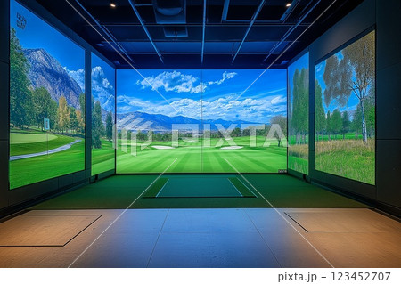 modern indoor golf simulator club interior design professional photography modern indoor golf simulator club interior design professional photography 123452707