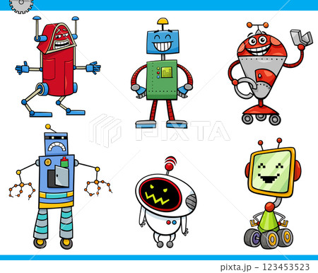 funny cartoon robots or droids comic characters set 123453523