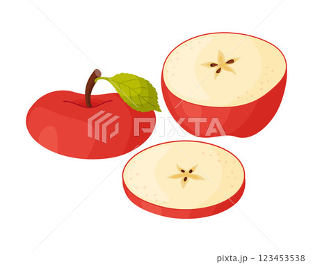 Fresh Red apple pieces, fresh garden fruit. flat style, isolated Fresh Red apple pieces, fresh garden fruit. flat style, isolated 123453538