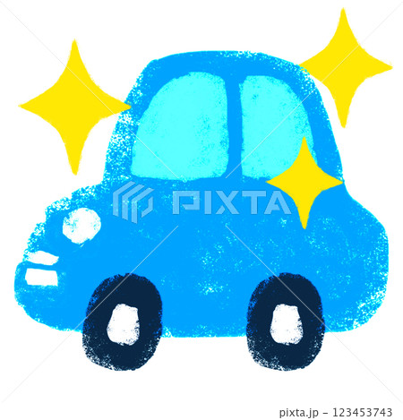 シンプルイラスト　クレヨンタッチ　ピカピカの新車 123453743
