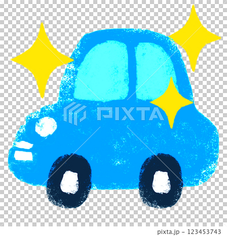 シンプルイラスト　クレヨンタッチ　ピカピカの新車 123453743