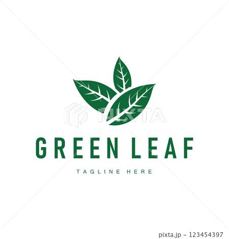 fresh green leaf logo simple green leaf plant nature concept illustration template 123454397