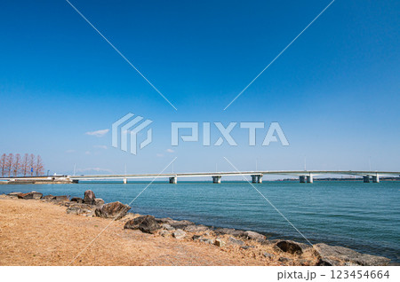 膳所城跡公園からの近江大橋の景観　滋賀県大津市 123454664